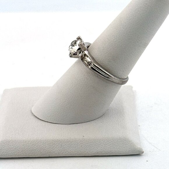 Vintage Sterling Silver CZ Engagement Ring Size 7 Estate 2.8g Marked STERLING - Picture 4 of 8